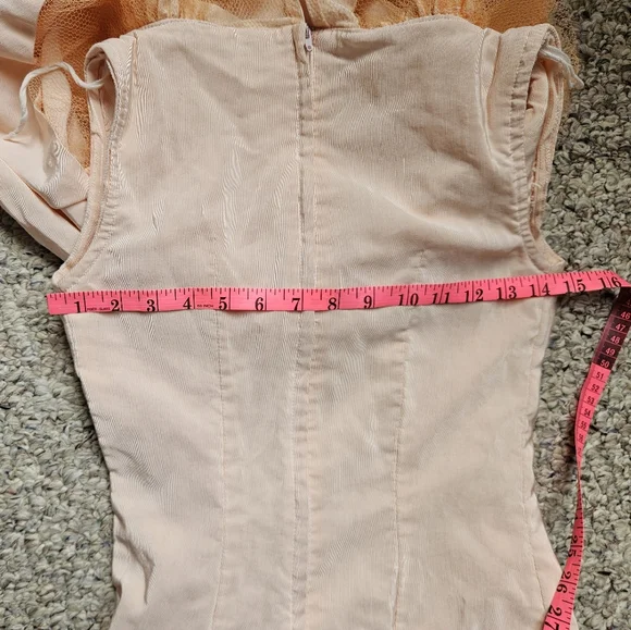 Vintage Handmade 80s Prom Peach Taffeta Party Dress - Picture 14 of 15